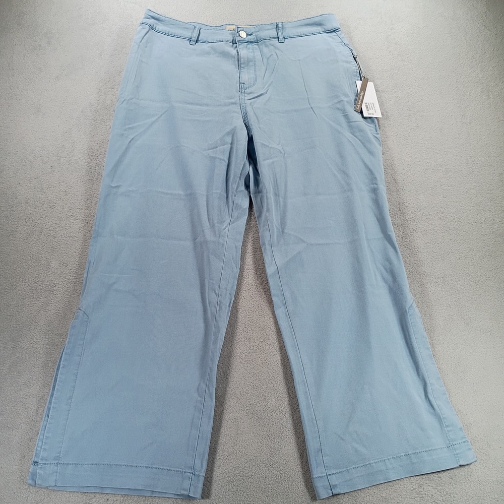 Soft Surroundings Womens Arcadia Wide Leg Pants Light Chambray PL New With Tags